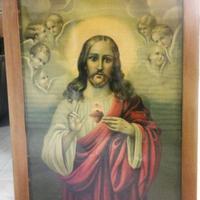 Quadro stampa anni 40/50 Cuore di Gesù 84 x 59 cm