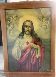 Quadro stampa anni 40/50 Cuore di Gesù 84 x 59 cm