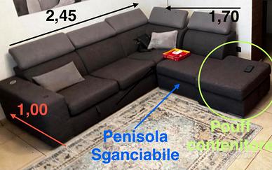 Divano sfoderabile con penisola
