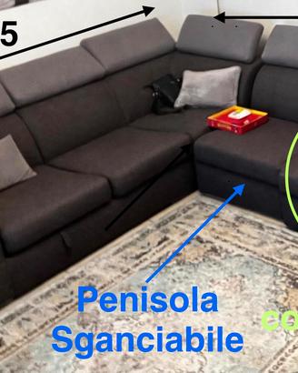 Divano sfoderabile con penisola