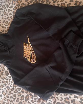 Felpa nike nera baffo leopardato