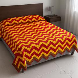 Coperta matrimoniale lavorata a maglia con ferri