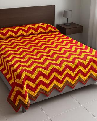 Coperta matrimoniale lavorata a maglia con ferri