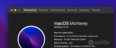 Mac pro 5.1 2x xeon 2.4 16GB 250GB 1TB ATI 5870