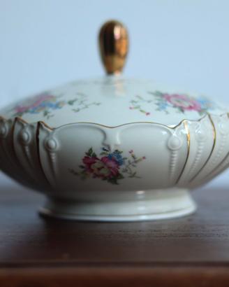 Biscottiera in ceramica dipinta a mano con fior