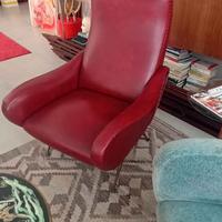 poltrona stile Lady Zanuso Sky rosso modernariato