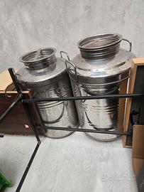 2 fusti inox , contenitore olio.