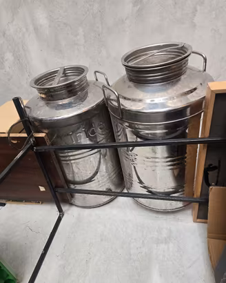 2 fusti inox , contenitore olio.