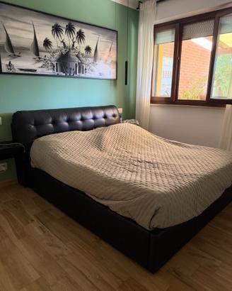 letto contenitore nero ecopelle
