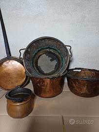 stoviglie in rame  d'epoca stoviglie 
