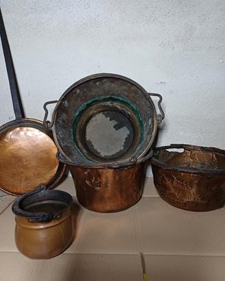 stoviglie in rame  d'epoca stoviglie 