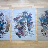 set di 3 ritratti ad acquarello