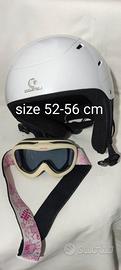 Casco e occhiali da sci. Misura 52-56