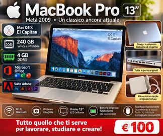 🍎 MacBook Pro 13" – metà 2009 – SSD 240 GB – 4 GB