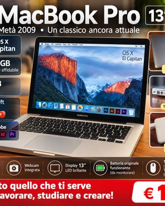 🍎 MacBook Pro 13" – metà 2009 – SSD 240 GB – 4 GB