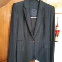 Giacca in fresco di lana blu gessato 