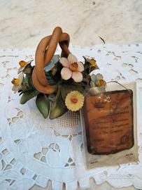 Cestino con fiori La Partenope Capodimonte vintage