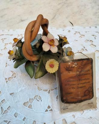 Cestino con fiori La Partenope Capodimonte vintage
