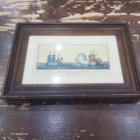 QUADRO FRANCESE LITOGRAFIA DI VELERI A COLORI.