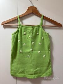 Canottiera a costine con margherite