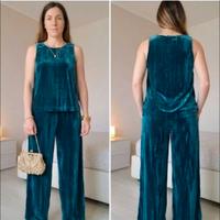 Completo top+ Pantalone color ottanio