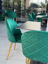 sedia velvet gambi in oro arredo locali 