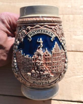 Boccale da Birra Vintage in Ceramica - "Antwerpen"