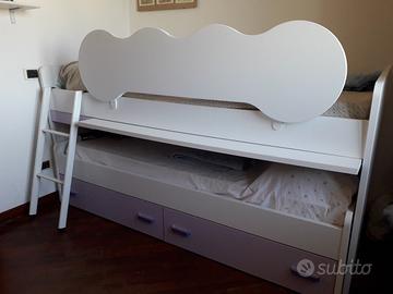letto con secondo letto estraibile, scrivania estr