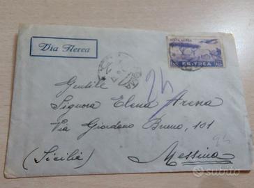 Busta Aerea ERITREA per Messina - 1.50 Lire