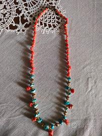 Collana di corallo e turchese 