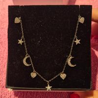 Collana girocollo con ciondoli luna,stelle e cuori