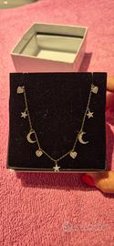 Collana girocollo con ciondoli luna,stelle e cuori