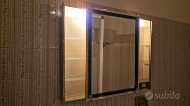 Mobiletto Bagno con Specchio Scorrevole e Luci