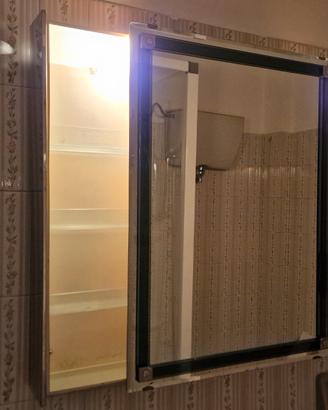 Mobiletto Bagno con Specchio Scorrevole e Luci