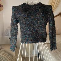 Maglioncino vintage nero multicolor glitterato