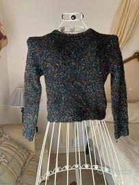 Maglioncino vintage nero multicolor glitterato