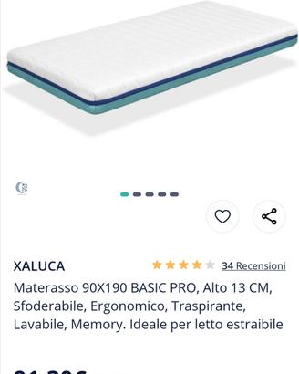 Materasso singolo memory foam 90x190