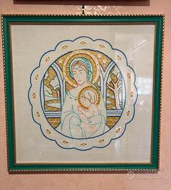 Quadro Madonna ricamo intaglio