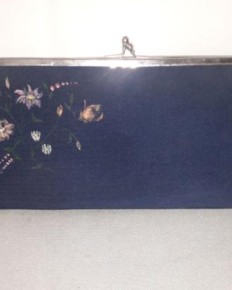 BORSETTA A MANO BLU DI GROSGRAIN VINTAGE ANNI '60
