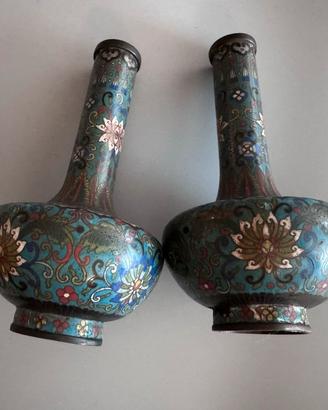 Coppia di vasi cinesi cloisonné XIX secolo