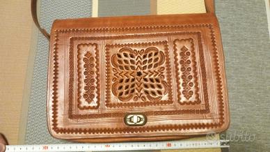 Borsa a tracolla in cuoio beige