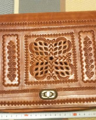 Borsa a tracolla in cuoio beige