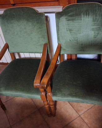 Coppia poltroncine d'epoca legno e velluto verde