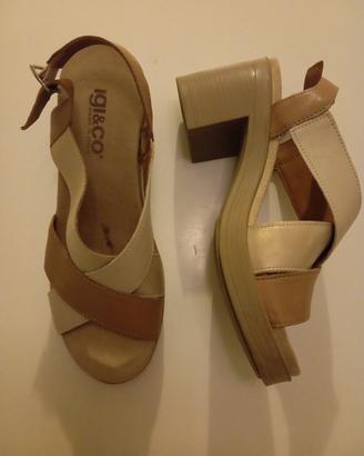 Sandali igi&co, colore crema e cammello