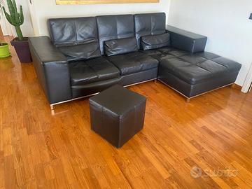 Divano Cierre Nick Pelle Nera Chaise 260 cm