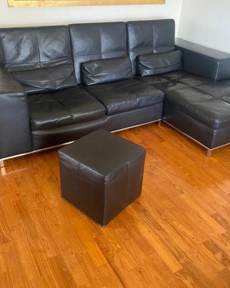 Divano Cierre Nick Pelle Nera Chaise 260 cm