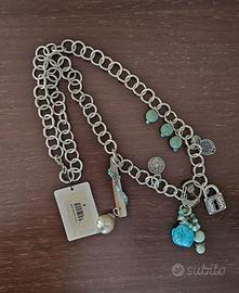 Collana color argento e pietre azzurre e verdi