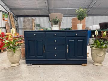 Stupenda sideboard credenza Blu ottanio, in legno