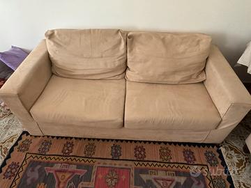 Divano 2 posti largo in tessuto beige