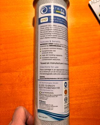Filtro acqua al carbone 5 micron (Carbon block)